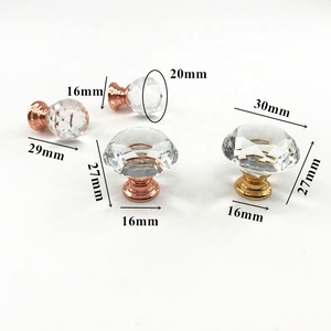 중국 하드웨어 손잡이 로즈 골드 다이아몬드 20/30mm 캐비닛 서랍 도어 크리스탈 유리 손잡이 손잡이 손잡이 당겨 - Product Image 4