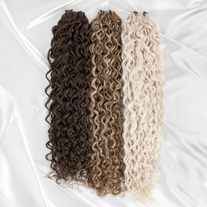 Extensions de cheveux bouclés à trame invisible Genius Weft, couleur balayage russe double drawn, ondulation naturelle, vente en gros, très demandées - Product Image 1