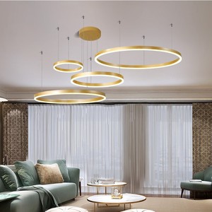 Zeal <b>Light</b> Living Room 60cm Gold Black Led Linear Stainless Steel Ring Pendant <b>Light</b> - Product Image 1