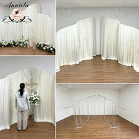 Support de toile de fond ANNIELU en métal, forme ondulée, pour décoration de scène de mariage et d'événements