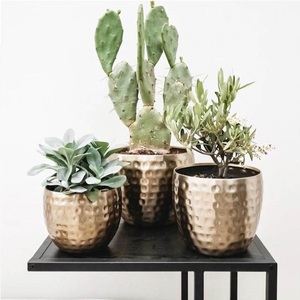 Unique Shape Classic Design <b>Gold</b> Finished Metal Floor <b>Planter</b> Factory Customized Handmade Floor <b>Planter</b> - Product Image 1