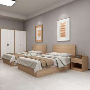 Ensemble de meubles de chambre à coucher commerciaux modernes et économiques : cadre de lit en bois, tables de chevet, armoires – Résistant à l'eau, durable, idéal pour hôtels et Airbnb - Product Image 5