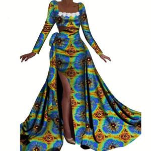 Vestido Étnico Africano con Estampado de Cera, Vestido Largo de Tela de Algodón con Cera, Vestido de Gala - Product Image 3