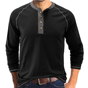 Magliette Henley da <span class=keywords><strong>uomo</strong></span> per autunno e inverno, T-shirt a maniche lunghe da <span class=keywords><strong>uomo</strong></span>, Magliette intime da esterno per il commercio estero - Product Image 4