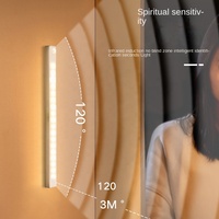 Bande lumineuse LED sans fil magnétique rechargeable à détecteur de mouvement, 3 couleurs réglables, 50 cm, pour porte d'entrée, hall d'entrée