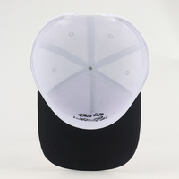 Groothandel Gestructureerde 5-Panel Katoenen Zwarte Baseballpetten met Aangepaste Borduurlogo, A-Frame 5-Panel Tweekleurige Letter Baseballcap
