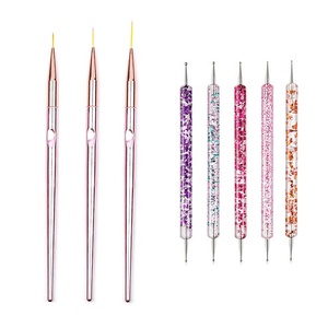 5/20 pièces Nail Art <span class=keywords><strong>brosse</strong></span> conception pointe peinture dessin sculpture pointillage stylo FlatFan Liner acrylique Gel UV vernis manucure outils - Product Image 5