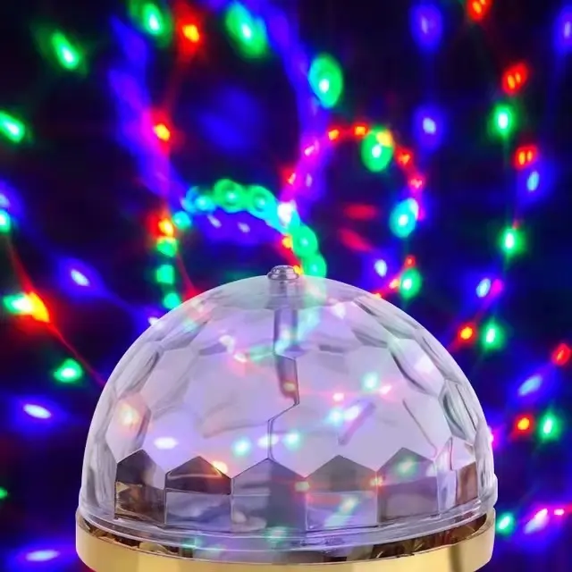 Вращающийся музыкальный Хрустальный волшебный шар RGB светодиодная сценическая лампа E27 Лампа для дискотеки вечеринки DJ рождественские эффекты RGB СВЕТОДИОДНЫЕ DJ сценическое освещение