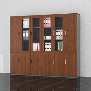 Xinlongfei Wooden <b>Filing</b> Cabinet 2 Tier Lockable Glass Door Office <b>Storage</b> Unit For Books And Documents - Product Image 3