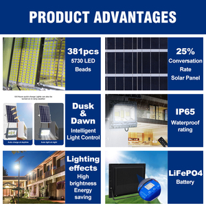 Iluminación Exterior de Fábrica al por Mayor, Resistente al Agua Ip65, 60w 100w 200w 300w 500w 800w, Reflector Solar LED - Product Image 2