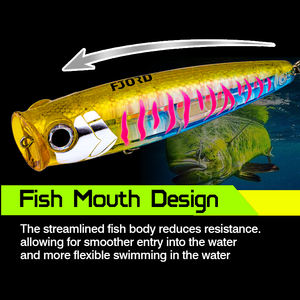 Leurre de pêche <span class=keywords><strong>Popper</strong></span> FJORD imprimé 120 mm 45 g en plastique ABS dur artificiel 3D pour eau douce et eau salée, rivière et lac, avec hameçons - Product Image 5