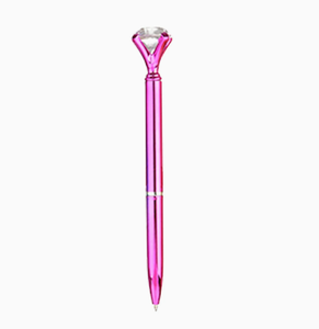Bolígrafo de punta redonda con cristal de diamante metálico rosa, instrumento de escritura novedoso, bolígrafo promocional. - Product Image 1