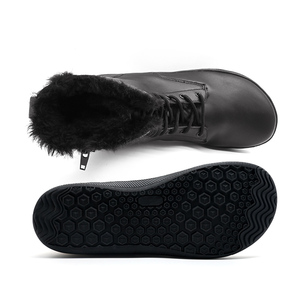 <span class=keywords><strong>Botas</strong></span> de nieve de caña alta con cremallera, de cuero natural y forro de piel, puntera ancha, minimalistas para senderismo y caminar en invierno - Product Image 3