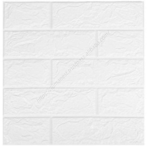 วอลเปเปอร์ติดผนังลายอิฐ 3 มิติ สีขาวล้วน วัสดุโฟม PE กันน้ำ สำหรับห้องน้ำ ราคาส่งถูก - Product Image 3