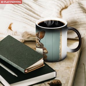 Frosted Black 11oz <b>Ceramic</b> <b>Mug</b> Sublimation Heat Change Blank DIY Cup - Product Image 3