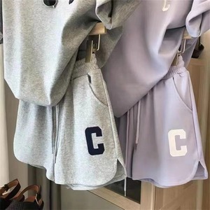 Hot verkopende zomer dames shorts set casual effen kleur shorts sweatshirt set sport hardlopen 2-delige set - Product Image 4