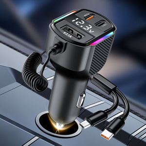 Cargador Rápido para Auto PD 30W con Cable Enrollado Integrado, Doble USB C y Pantalla Digital para <span class=keywords><strong>iPhone</strong></span> 17 16 15 <span class=keywords><strong>14</strong></span> <span class=keywords><strong>Pro</strong></span> <span class=keywords><strong>Max</strong></span> - Product Image 2