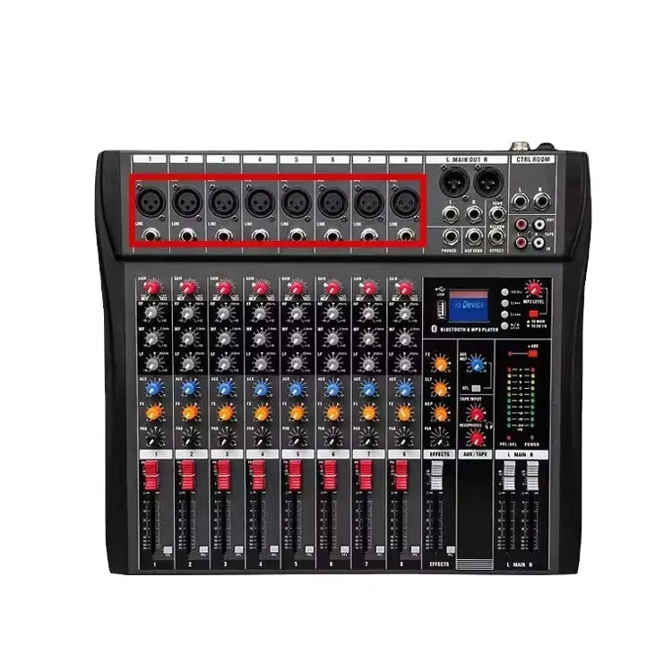 8 Channel Usb Digital Audio Mixer Microphone Sound Mixing Amplifier Built-in 48V High Performance Professional Console Mixer