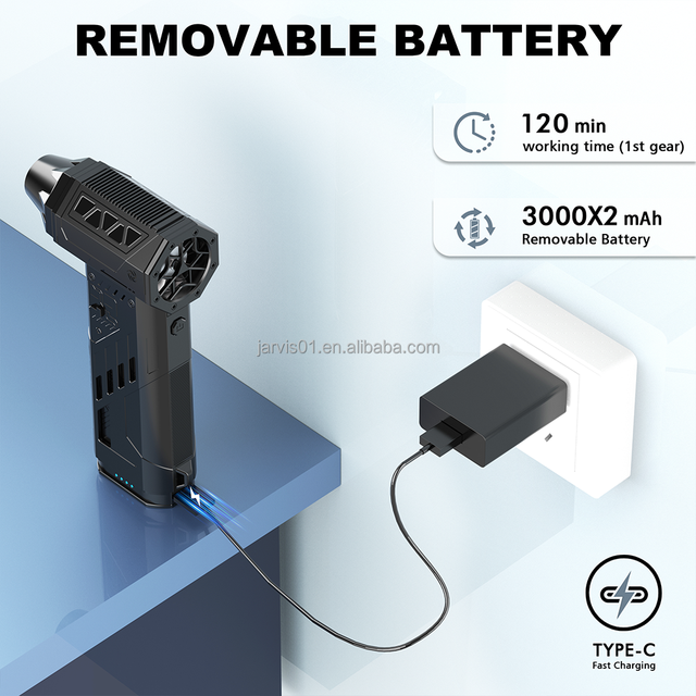 Jarvis Multifunctional Electric Air Duster Gun Dryer 7.4V 3000MAH Battery 110,000 RPM 32MM Brushless Motor 320g Wind Car