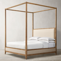 Lit à baldaquin moderne personnalisé en chêne massif noir pour chambre à coucher