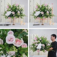 Boule de fleurs artificielles rose et verte de 50 cm, grande taille, boule de roses, centre de table floral pour la décoration de mariage et de fête