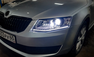 Nouveaux phares LED YX 12V pour <span class=keywords><strong>Skoda</strong></span> <span class=keywords><strong>Octavia</strong></span> 2015-2017, ensemble de phares de projecteur avec feux de jour DRL à sourcil blanc et clignotants séquentiels - Product Image 5