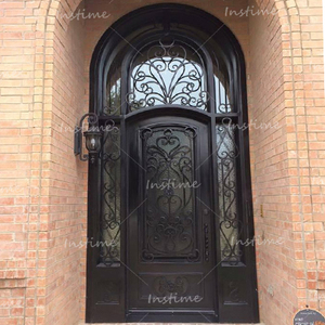 Instime <span class=keywords><strong>Alucasa</strong></span> Balcón Puerta de hierro Diseño Puertas de entrada principal Diseño de parrilla Puerta doble de hierro forjado - Product Image 5