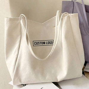 Sac fourre-tout en toile surdimensionné écologique pour femmes, en coton biologique réutilisable, avec logo personnalisé, fermeture éclair, motif de dessin animé, pour le quotidien et le week-end - Product Image 3