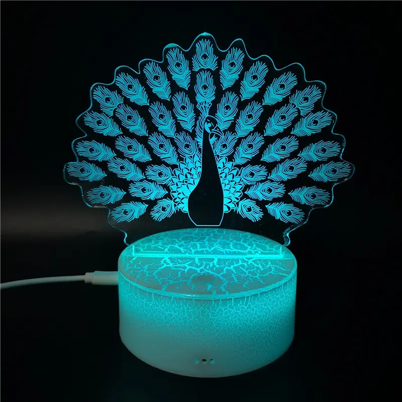 Romantic Valentine's Day Gift Animal Shaped Sweetheart 7 Color Variation 3D LED Acrylic Touch Night Light