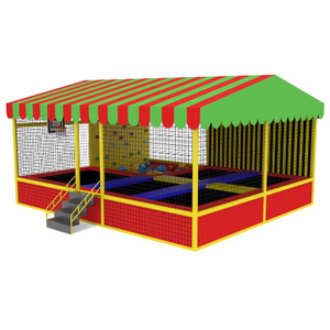 Piccolo <span class=keywords><strong>Parco</strong></span> Giochi Morbido al Coperto con Trampolino per Bambini, Percorso Ninja Warrior, Attrezzatura con Fossa di Schiuma per Uso in Parchi - Product Image 1
