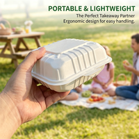 Contenant alimentaire jetable en MFPP de qualité alimentaire, écologique, blanc, avec couvercle à charnière, moderne, pour plats à emporter, étanche, compatible micro-ondes, recyclable
