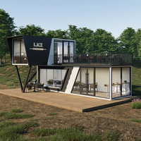 Magasin conteneur à deux étages de forme spéciale, café conteneur modulaire, magasin conteneur préfabriqué extérieur