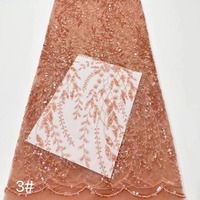 Tissu à paillettes de couleur orange vif, broderie en dentelle à paillettes, tissu à fleurs à paillettes, dentelle africaine pour robe de fête