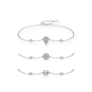 S925 Sterling Silver Zircon Teardrop Round Geometric Chain <b>Bracelet</b> for Women <b>Fashionable</b> Jewelry Customizable copper version - Product Image 1