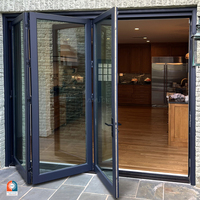 Portes pliantes modernes en aluminium NFRC à double vitrage trempé, isolation thermique, imperméables, personnalisées AMJ pour villas et hôtels