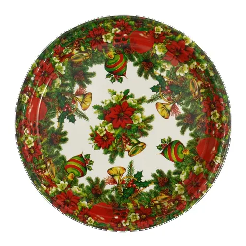 Custom full print decor round shape christmas tray