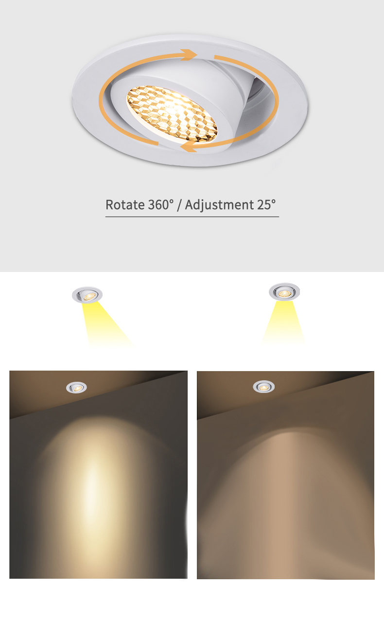 Hotel 10W Recessed Cob Downlight Adjustable LED Down Light