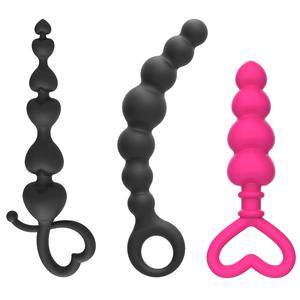 Masseur <span class=keywords><strong>anal</strong></span> en silicone fin avec perles à tirer pour débutant, produit pour adultes homme femme - Product Image 1