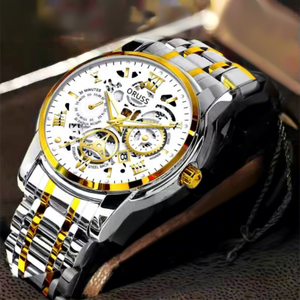 Montre pour homme de haute qualité, élégante, étanche, avec lumière nocturne, incrustation de diamants ajourés, fonction calendrier, mouvement pour homme. - Product Image 4