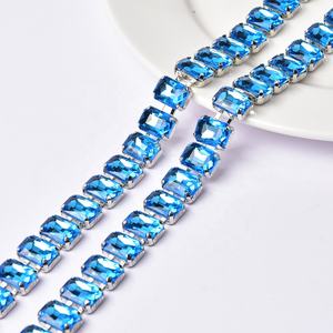 14mm chiều rộng kính hình chữ nhật trang trí <span class=keywords><strong>Rhinestone</strong></span> cup chuỗi <span class=keywords><strong>Fancy</strong></span> Pha Lê Kim Loại TRIM may trên quần áo vành đai DIY trang sức phụ kiện - Product Image 5