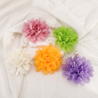 10cm Style français romantique belle perle perles colorées grandes fleurs en mousseline de soie boucles d'oreilles pour les femmes Vocation bijoux