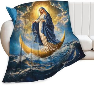 Tùy Chỉnh Trinh Nữ Maria Chăn Christian Kinh Thánh Câu Cầu Nguyện Chữa Bệnh Ném Công Giáo In Sang Trọng Mờ <span class=keywords><strong>Flannel</strong></span> Lông Cừu Chăn - Product Image 1