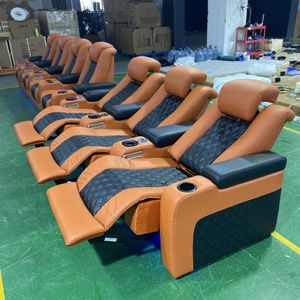 مصنع 3 + 4 كرسي كرسي كهربائي للسينما المنزلية مع مسند للذراعين تخزين أثاث المسرح مسند رأس كهربائي جلد أصلي - Product Image 3