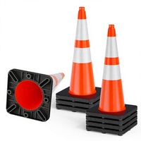 RoadHero – Lot de 8 cônes de signalisation orange de 28 pouces (55 lb) avec col réfléchissant et base noire robuste en PVC pour la construction de parkings