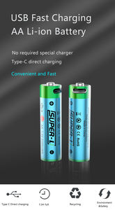 Sûr et durable 1.5V 2500mWh AA Type-C USB batterie au lithium rechargeable pour souris jouets clavier sans fil - Product Image 2