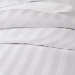 100% sọc trắng bộ đồ giường vải 5mm 1cm 2cm 3cm Sọc Satin tẩy trắng vải cho khách sạn - Product Image 1