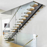 Escalier flottant moderne de Foshan, escalier droit personnalisé avec poutre simple et garde-corps tubulaire pour bureau intérieur