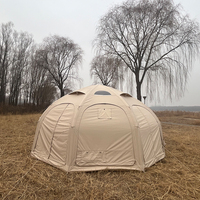 Tente de camping gonflable en gros, colonne d'air, imperméable, coupe-vent, Oxford 210D, 12,5 ㎡   Tente de camping gonflable en forme de dôme à 8 portes