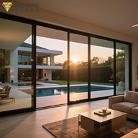 Porte coulissante en aluminium thermolaqué au design moderne, avec double vitrage trempé, insonorisée, pour l'intérieur de la maison - Prix de gros