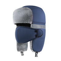Gorro Ushanka Térmico de Invierno QJ OEM Personalizado con Tira Reflectante y Cubre Rostro, Gorro con Orejeras Forrado de Forro Polar para Exteriores